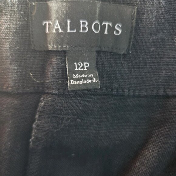 Talbots Wide Leg 100% Linen Black Cropped High Rise Pants 12P (34x25) - Picture 7 of 7